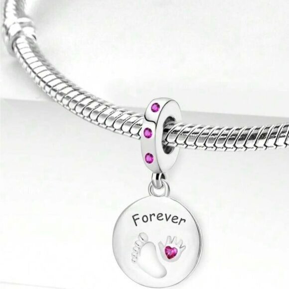 Beautiful S925 Sterling Silver Cute Footprints Charm - Picture 2 of 3